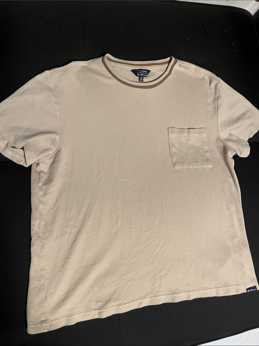 Ben Sherman Cream Short-Sleeve Pocket Tee with Brown Trim